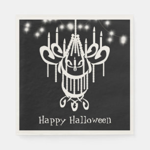 Glad Halloween Ljuskrona Svart och Vit Pappersservett