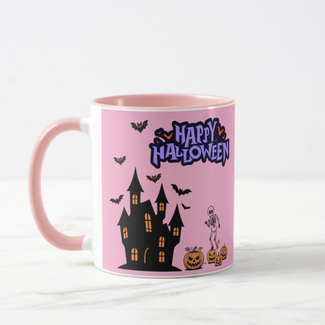 Glad Halloween ljusrosa Mugg (Vänster)