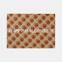 Glad Halloween-matta med vänligt pumpamuster 