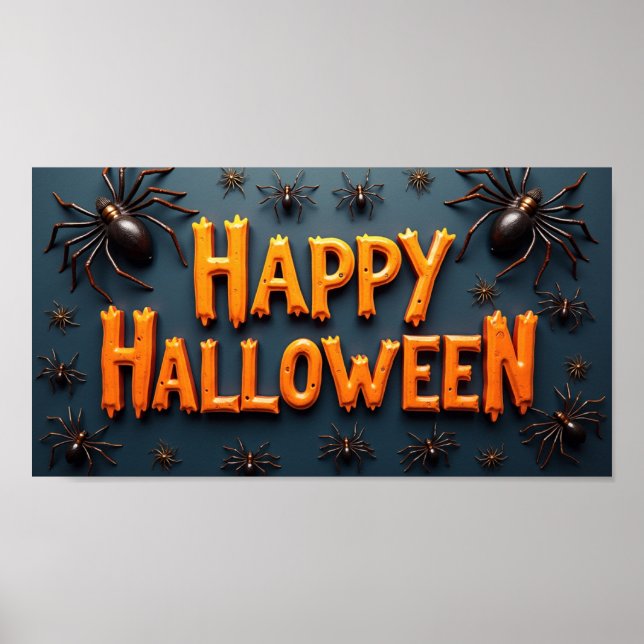 Glad Halloween med spindlar  Poster (Framsidan)