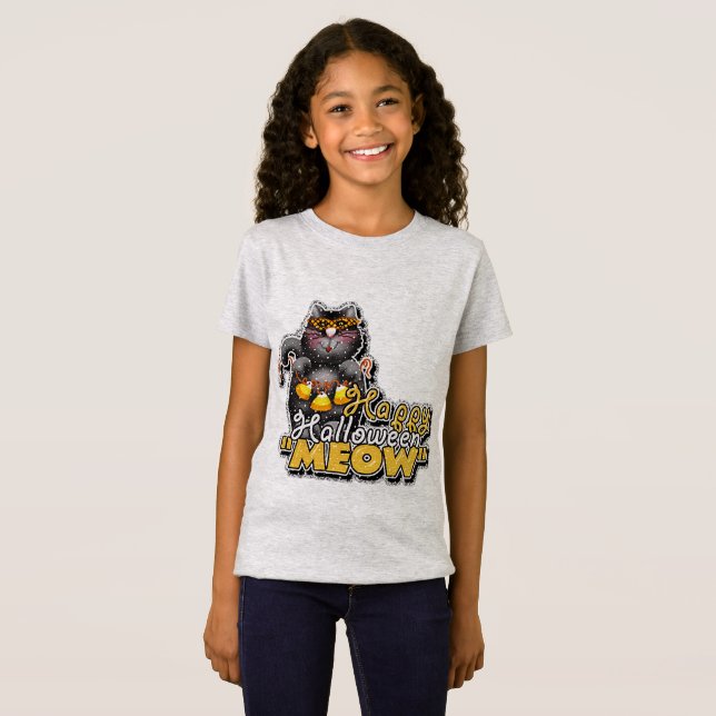 Glad Halloween Meow Tee Shirt (Hel framsida)
