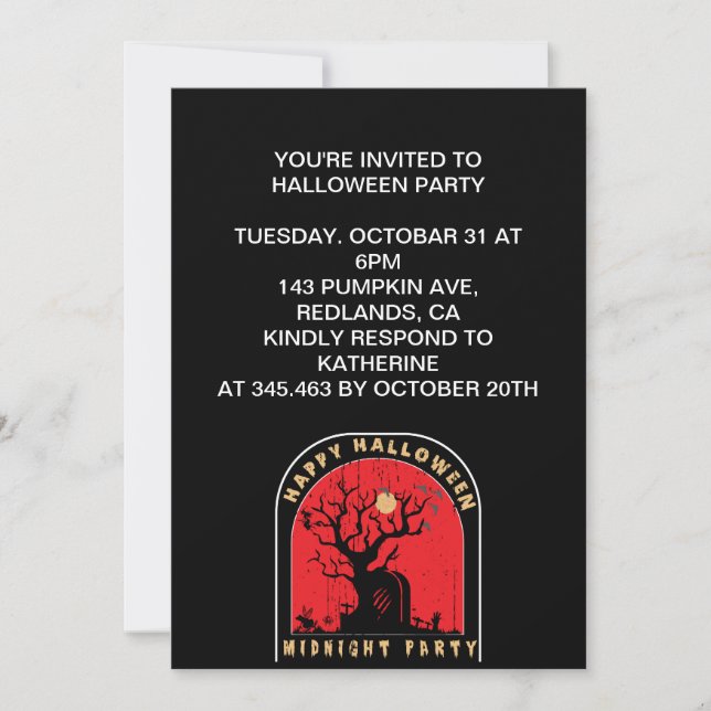 Glad Halloween-middagskalas Inbjudningar (Framsida)