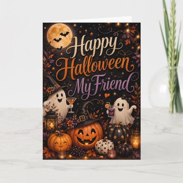 Glad Halloween Min Vän Kort (Framsida)