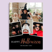 Glad Halloween Modern Svart Foto Högtids Kort