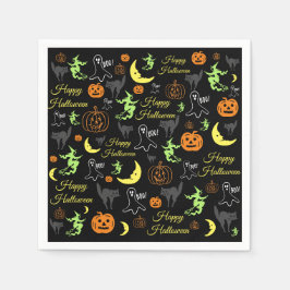Glad Halloween-mönster Svart Pappersservett