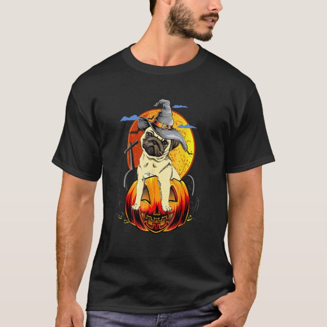 Glad Halloween Mopsar Halloween T Shirt (Framsida)