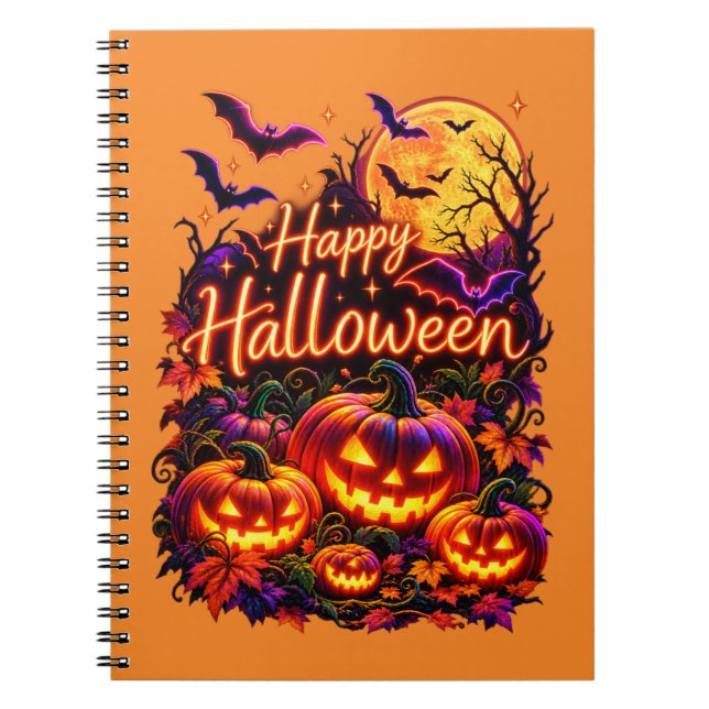 Glad Halloween mörk design  Anteckningsbok (Framsidan)