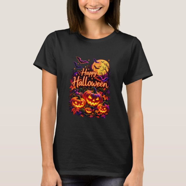 Glad Halloween mörk design  T Shirt (Framsida)