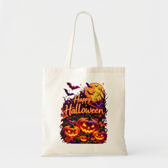 Glad Halloween mörk design  Tygkasse (Framsidan)