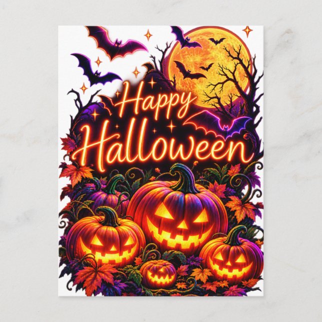 Glad Halloween mörk design  Vykort (Framsida)