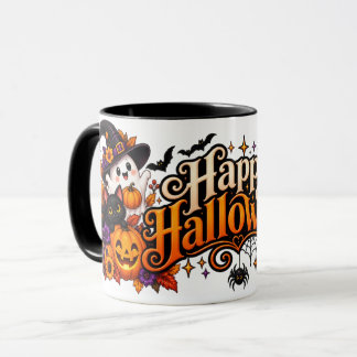 Glad Halloween-mugg med söta spöken, svarta katter Mugg