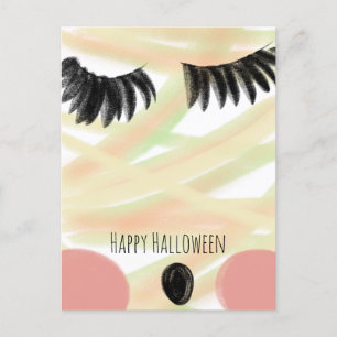 Glad Halloween Mummie Handritat Tack Vykort