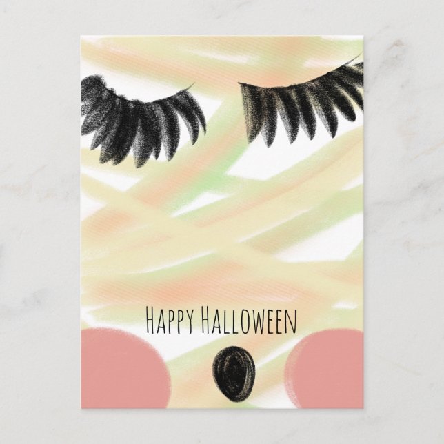 Glad Halloween Mummie Handritat Tack  Vykort (Framsida)