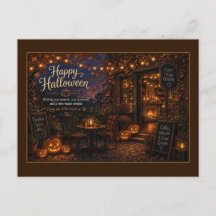 Glad Halloween Mysig Kaffebar Postkort