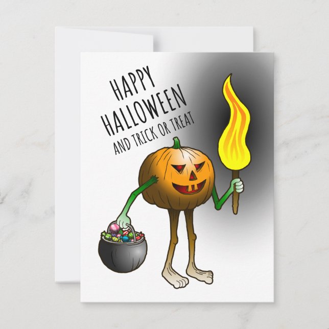 Glad Halloween och Bus eller Godis Anteckningskort (Framsida)