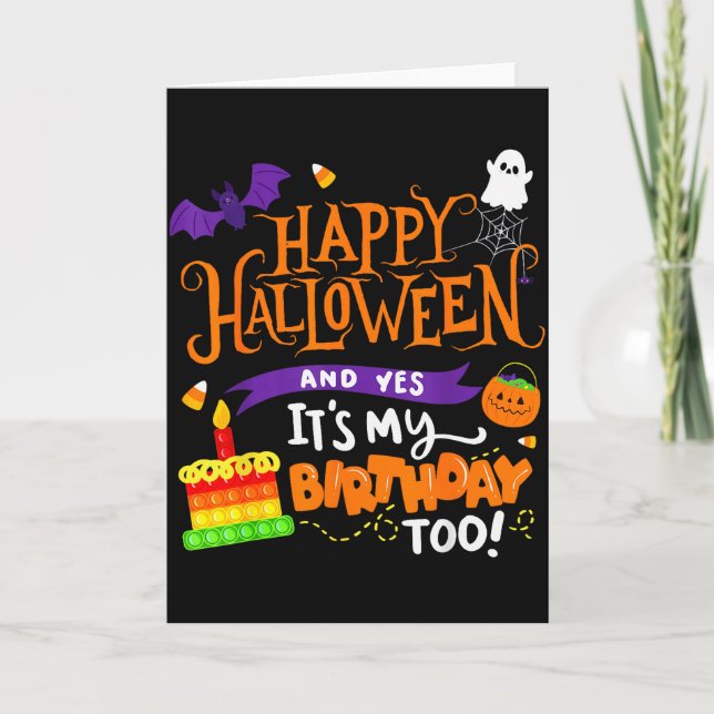 Glad Halloween och ja det är min födelsedag Hallow Kort (Framsida)