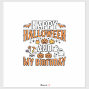 Glad Halloween och min födelsedag Vintage design_1 Klistermärken