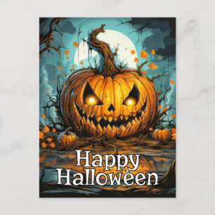 Glad Halloween Ohyfsad pumpa efter midnatt Vykort