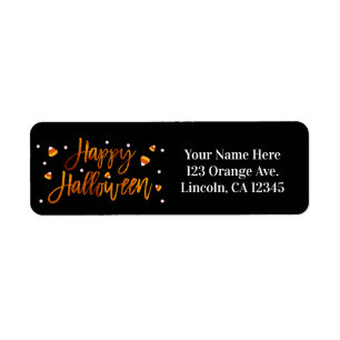 Glad Halloween Orange metallfolie Modernt manus Tr Returadress Etikett