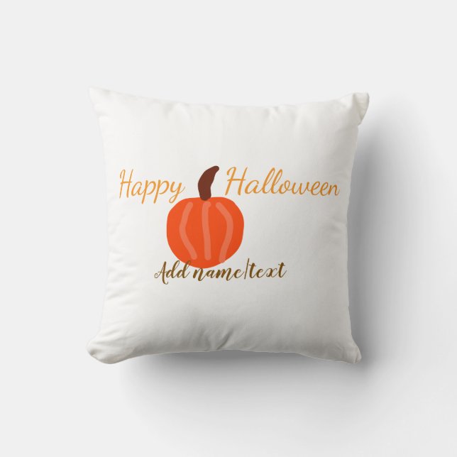 Glad Halloween orange pumpa höst orange brun  Kudde (Framsida)