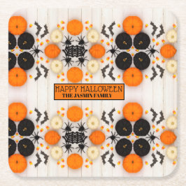 Glad Halloween Orange Pumpa Underlägg Papper Kvadrat