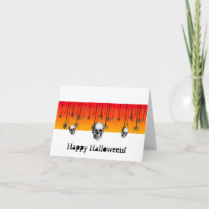 Glad Halloween orange svart med dödskallar Kort