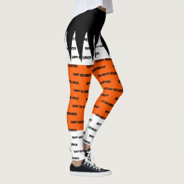 Glad Halloween Orange Svart Personlig Leggings