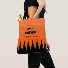 Glad Halloween Orange Svart Personlig Tygkasse
