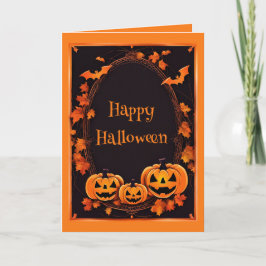 Glad Halloween Orange & Svart Ram Kort