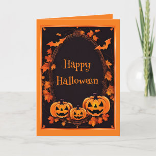 Glad Halloween Orange & Svart Ramkort Helgkort