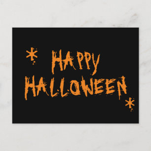 Glad Halloween orange svart spöklik skrämmande rol Vykort