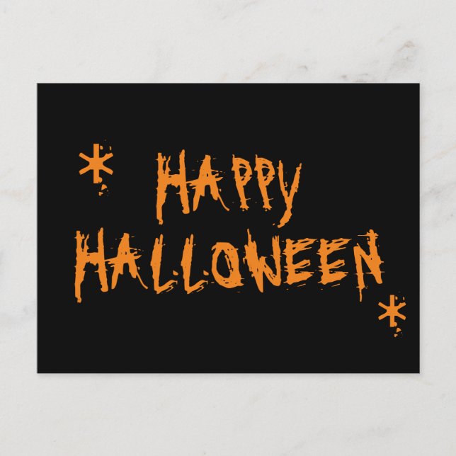 Glad Halloween orange svart spöklik skrämmande rol Vykort (Framsida)
