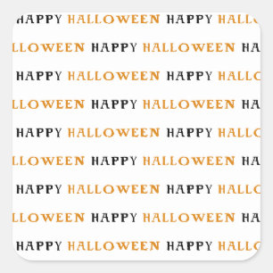 Glad Halloween Orange Svart Text Firande Fyrkantigt Klistermärke