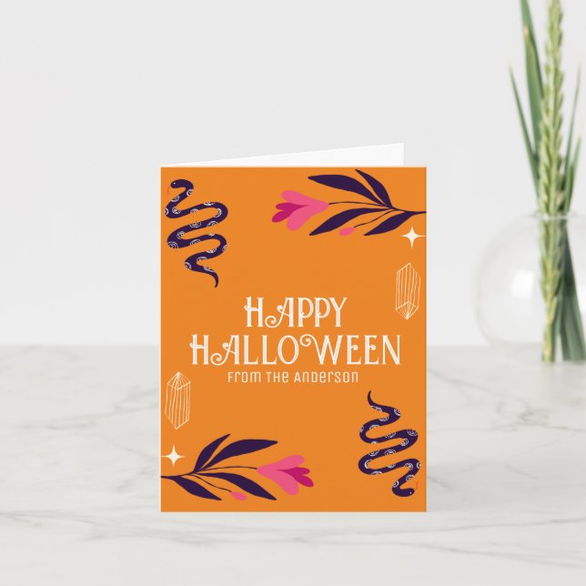 Glad Halloween Ormar Orange Anpassa Kort (Framsida)