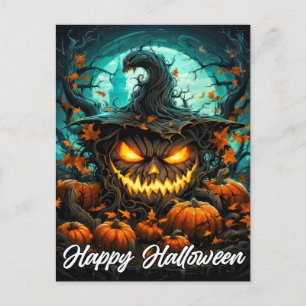 Glad Halloween Otrevlig Lysande Galen Pumpa Vykort