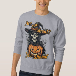 Glad Halloween på en grå Lång Ärmad Tröja