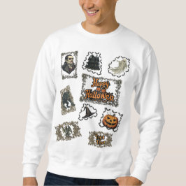 Glad Halloween på en Vit Lång Ärmad Tröja