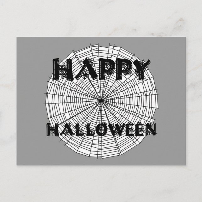 Glad Halloween på Spindelnät Text Postkort Vykort (Framsida)