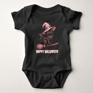 Glad Halloween Pinkoween Vintage Svart Häxkat T Shirt