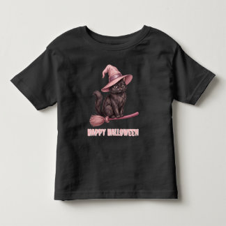 Glad Halloween Pinkoween Vintage Svart Häxkat T Shirt