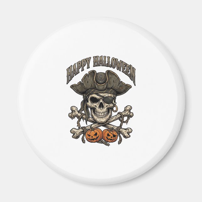 Glad Halloween Pirat Dödskalle Korsben Pumpor_1 Magnet (Framsidan)