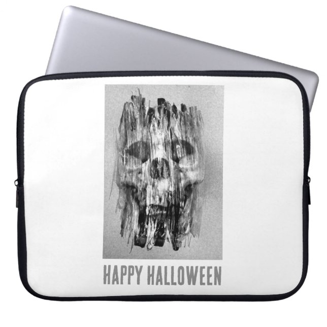 Glad Halloween. Plågad dödskalle Laptop Fodral (Framsidan)