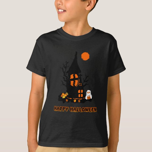 Glad Halloween Pojktröja T Shirt (Framsida)