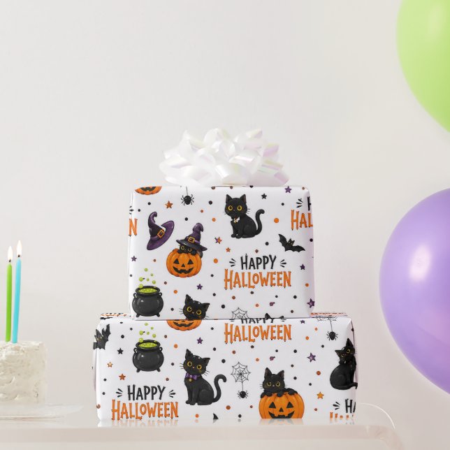 Glad Halloween Presentpapper | Katter & Pumpa (Festgåvor)