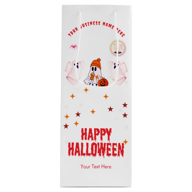 Glad Halloween presentpåse | Spöke & Pumpa design (Framsidan)