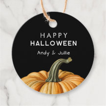 Glad Halloween presenttagg med pumpa