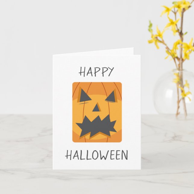 Glad Halloween pumpa ansikte Kort (Gul blomma)