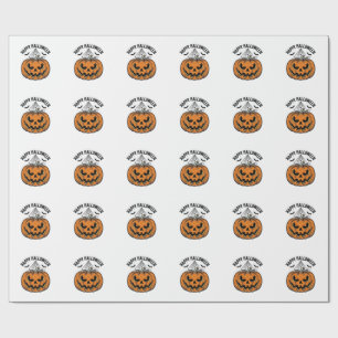 Glad Halloween Pumpa Ansikte Vintage Vektor Design Presentpapper