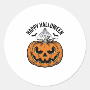 Glad Halloween Pumpa Ansikte Vintage Vektor Design Runt Klistermärke