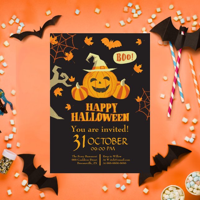 Glad Halloween Pumpa Ät Drick Var Skräckinjagande Inbjudningar (Skapare uppladdad)